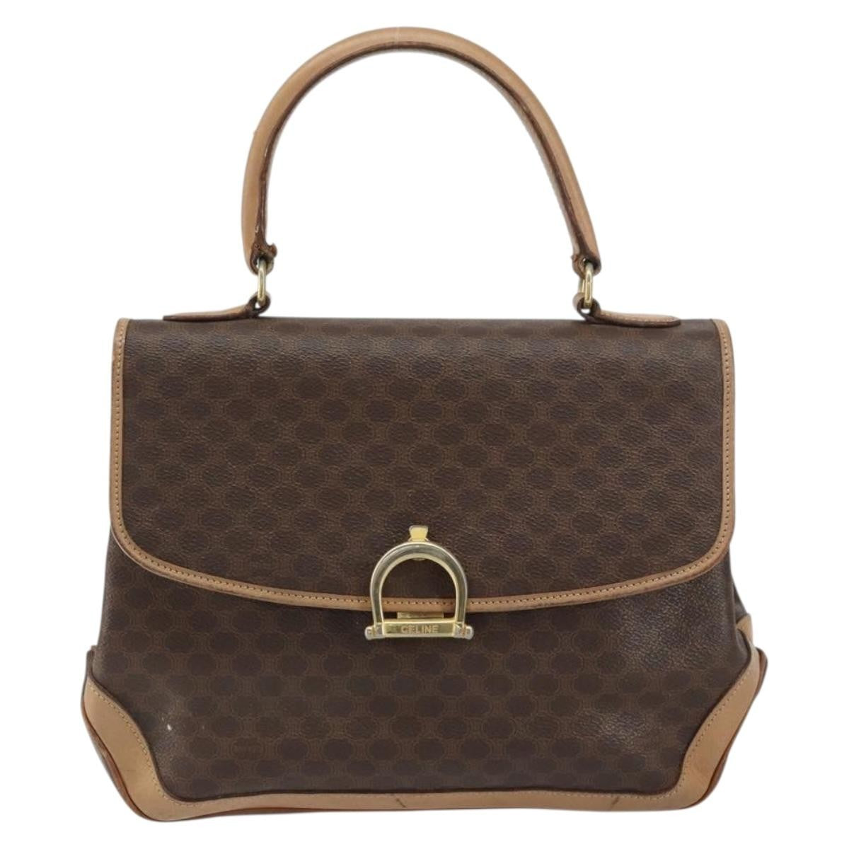 Celine Vintage Macadam Canvas Brown Pvc Handbag (Pre-Owned)