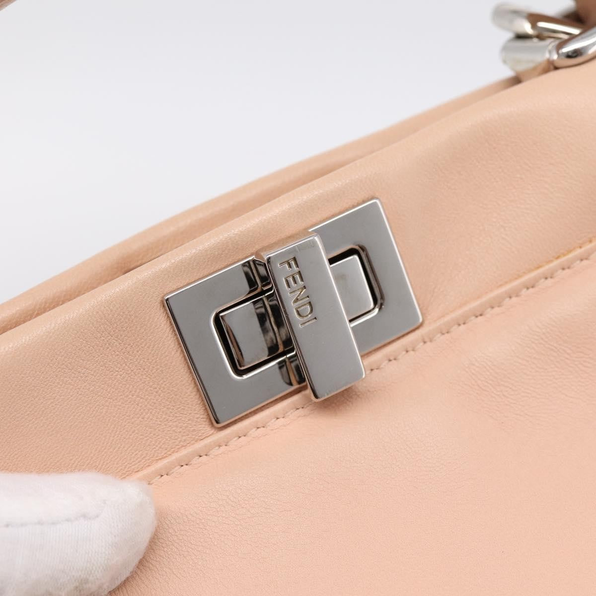 Fendi Rosebud Peekaboo Iconic Leather With Applique Pink Leather Handbag (Pre-Owned)