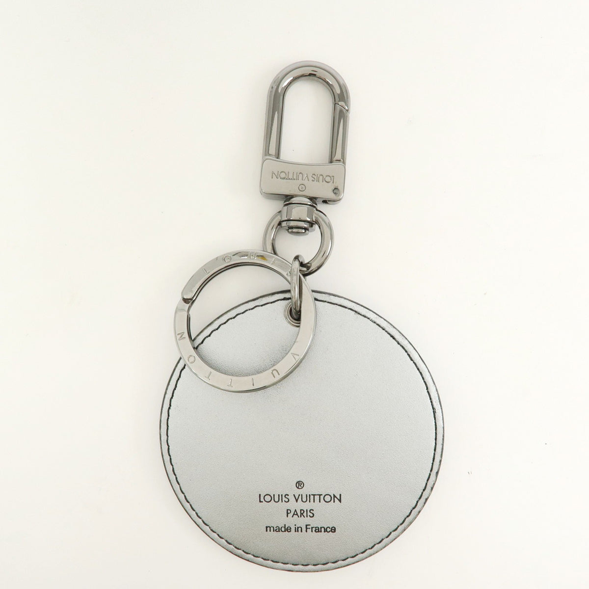 Louis Vuitton Round Bag Charm And Key Holder Reverse Monogram Eclipse None Silver Canvas Charms And Keychains Accessory (Pre-Owned)