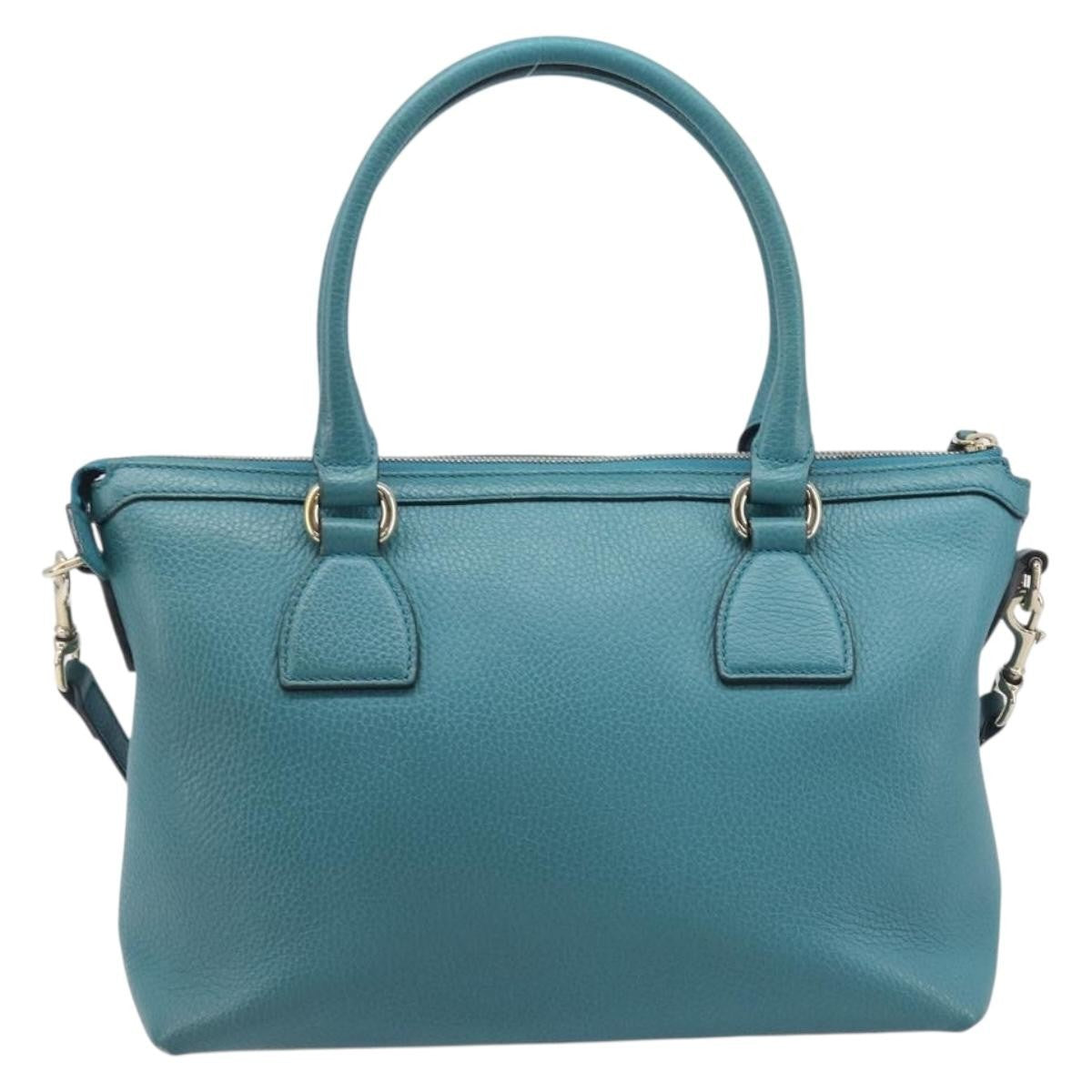 Gucci Gg Charm Convertible Dome Satchel Leather Blue Leather Handbag (Pre-Owned)