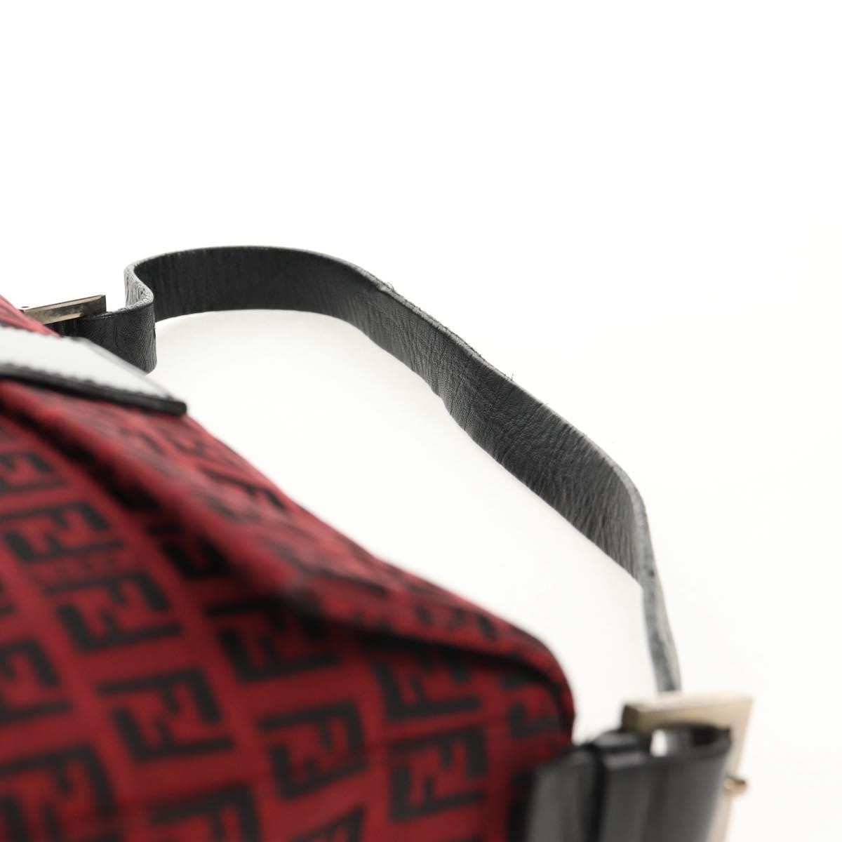 Fendi Baguette Zucchino Canvas Red Canvas Handbag (Pre-Owned)