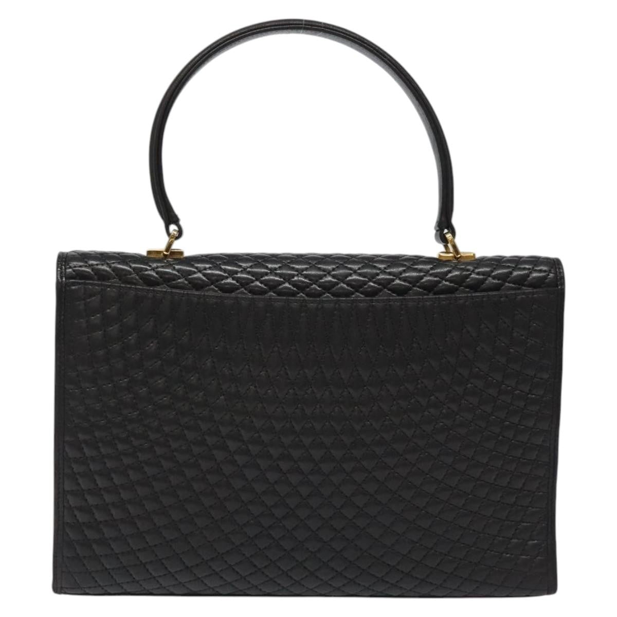 Bally Vintage Quilted Leather Black Leather Handbag (Pre-Owned)