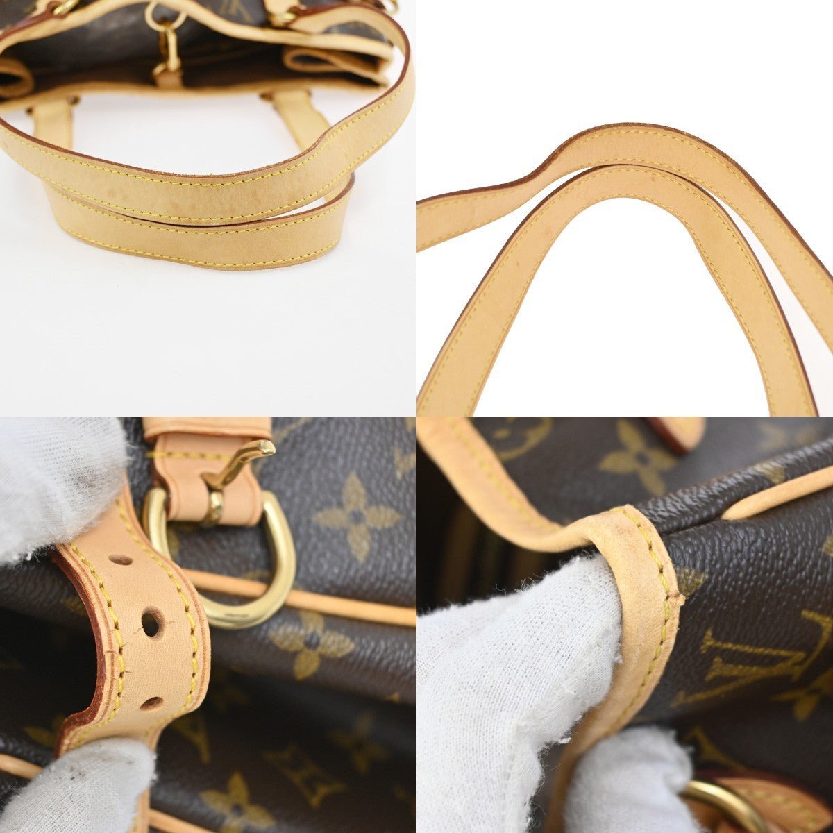 Louis Vuitton Batignolles Monogram Canvas Brown Leather Tote Bag Bag (Pre-Owned)