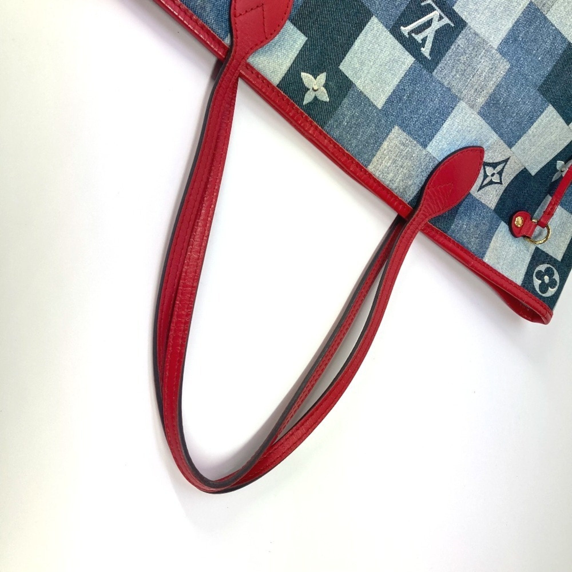 Louis Vuitton Neverfull Tote Damier And Monogram Patchwork Denim Blue Denim_Jeans Shoulder Bag Bag (Pre-Owned)