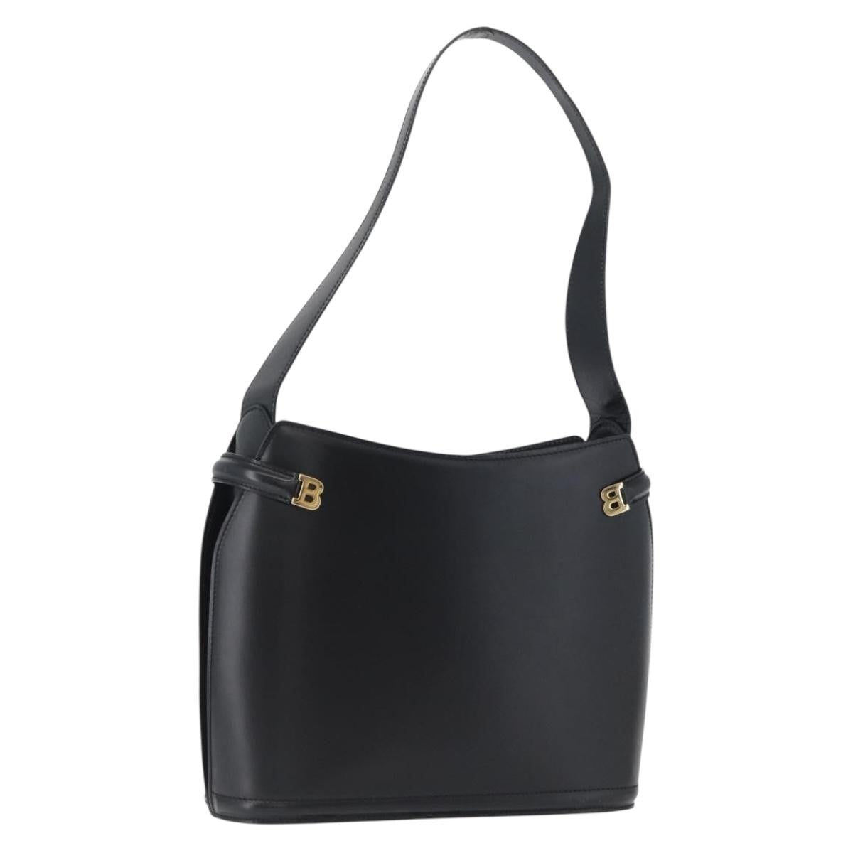 Bally Vintage Leather Black Leather Handbag (Pre-Owned)