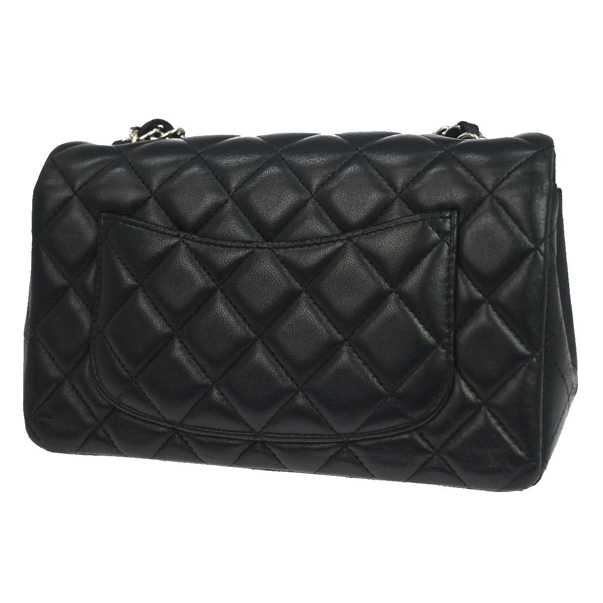 Chanel Classic Single Flap Quilted Lambskin Black Leather Shoulder Bag Bag (Pre-Owned)