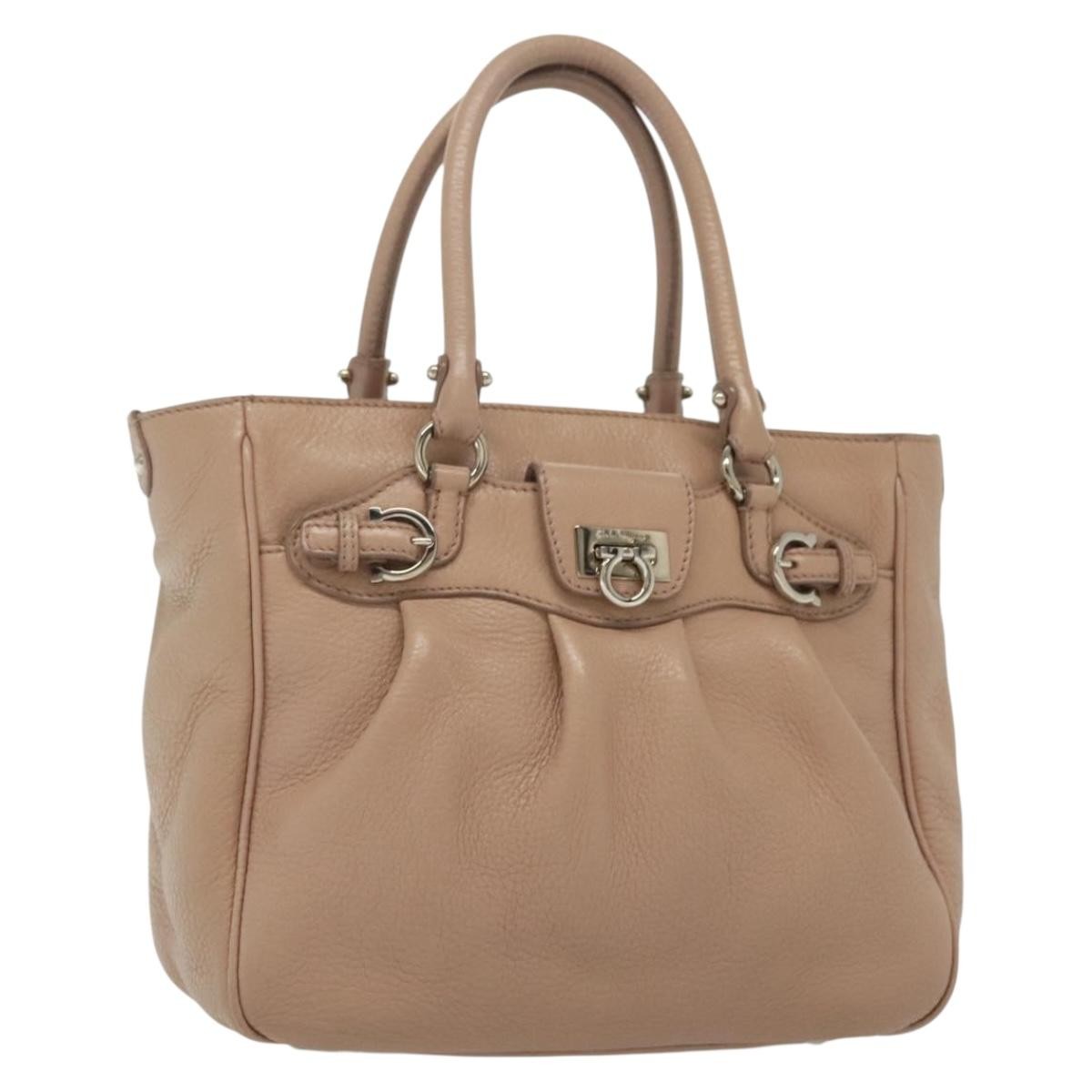 Salvatore Ferragamo Gancini Leather Pink Leather Handbag (Pre-Owned)