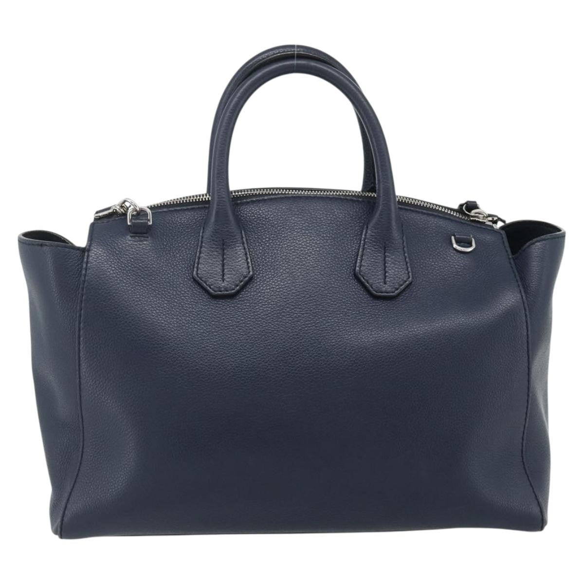 Bally Vintage Leather Navy Leather Handbag (Pre-Owned)