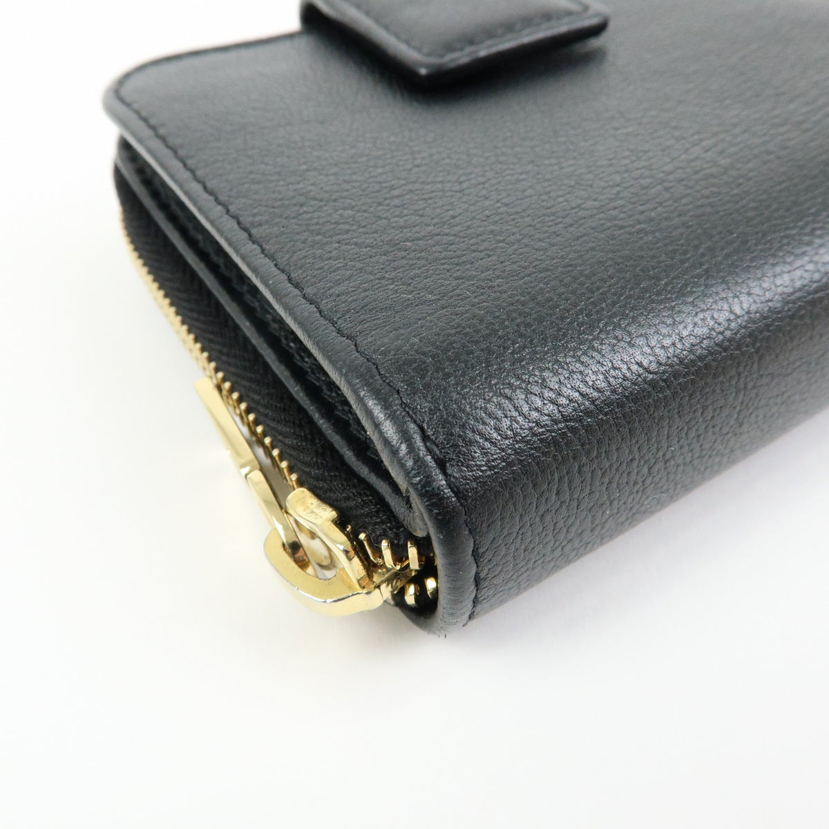 Saint Laurent Belle De Jour Zip Around French Leather Black Leather Wallets Accessory (Pre-Owned)