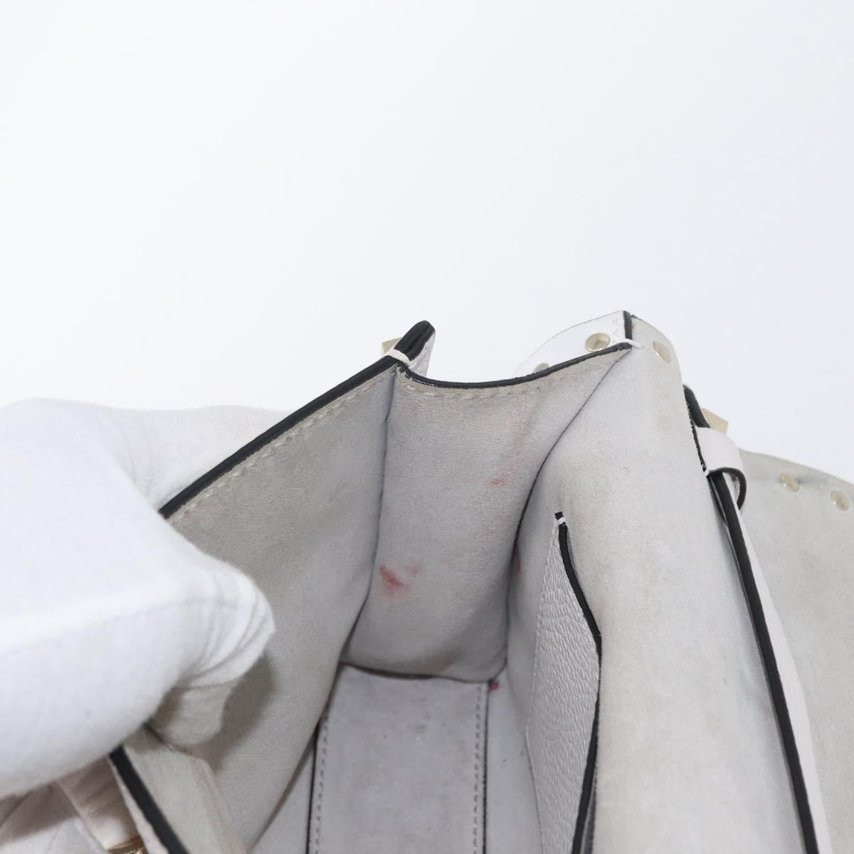Valentino Garavani Rockstud Flip Lock Flap Leather White_Gold Leather Shoulder Bag Bag (Pre-Owned)