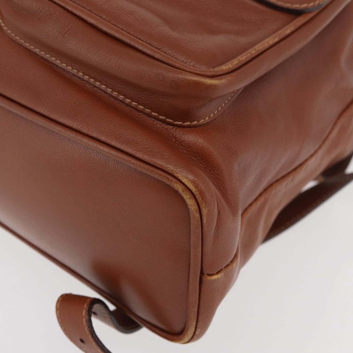 Gucci Vintage Bamboo Leather Brown Leather Backpack Bag (Pre-Owned)