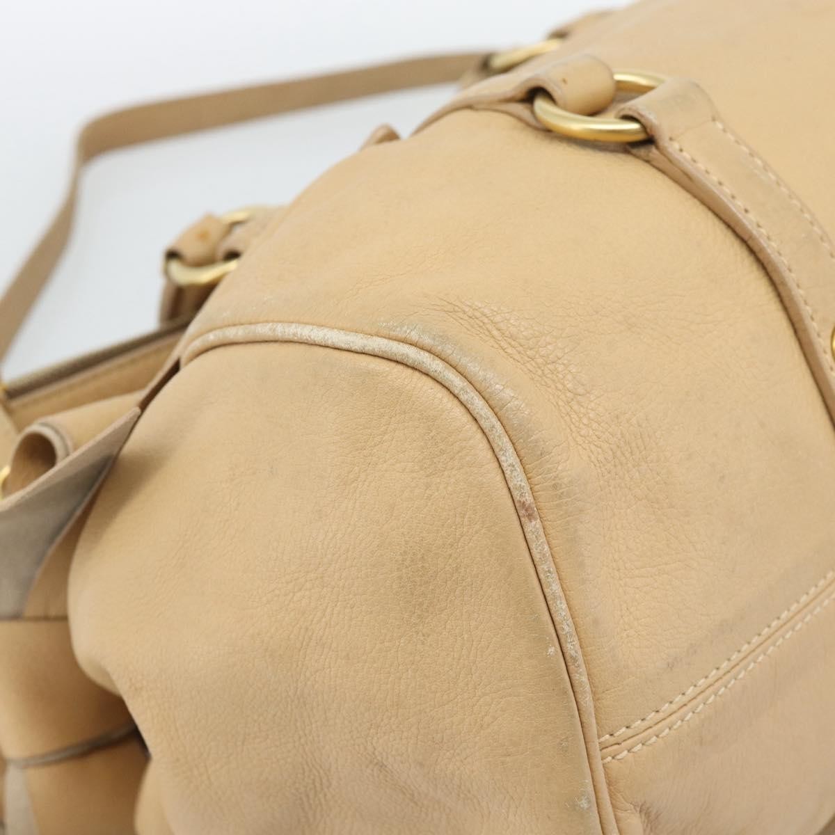 Miu Miu Convertible Satchel Leather Beige Leather Handbag (Pre-Owned)