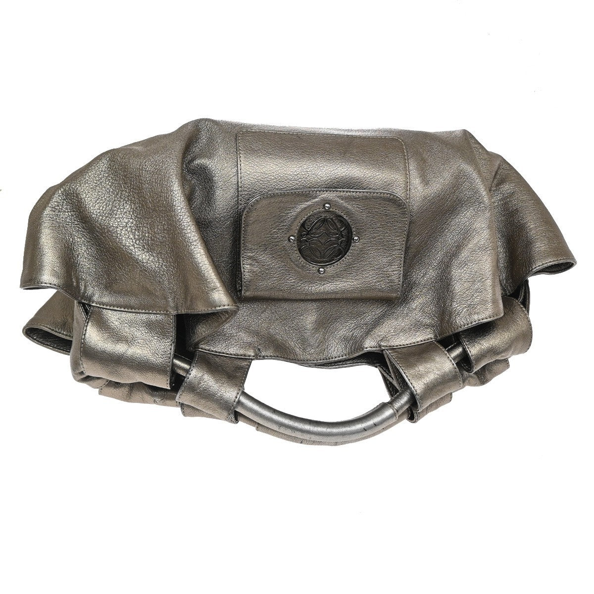 Loewe Anagram Logo Nappa Aire Hand Leather Gray Leather Handbag (Pre-Owned)