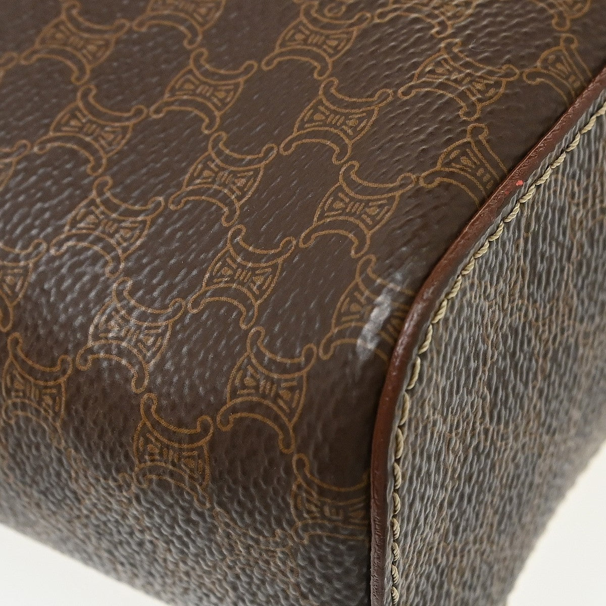 Celine Top Handle Vanity Box Triomphe Coated Canvas Brown Canvas Handbag (Pre-Owned)
