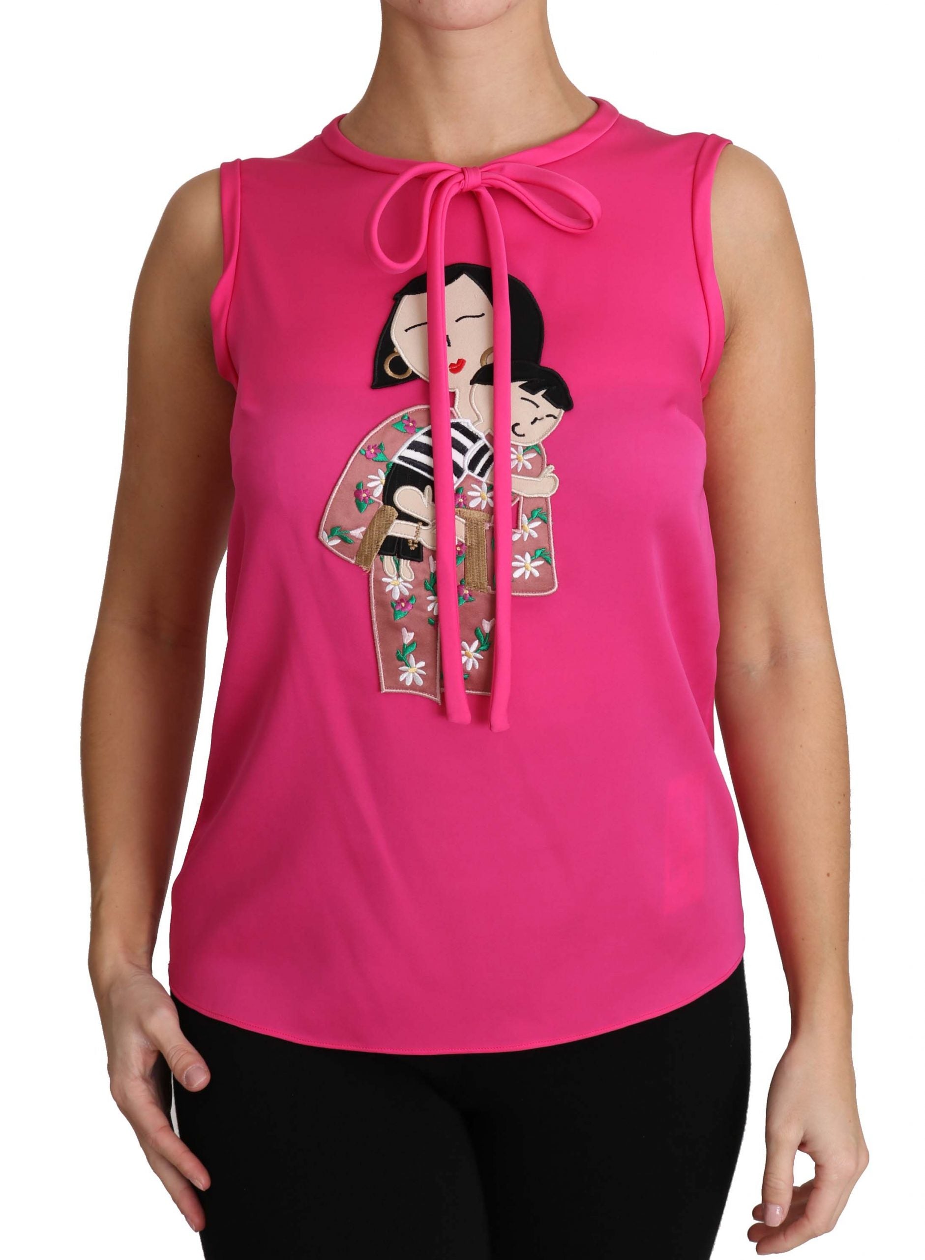 Dolce & Gabbana Pink Family Silk Tank Mama Blouse Top Women's Shirt (Pre-Owned)