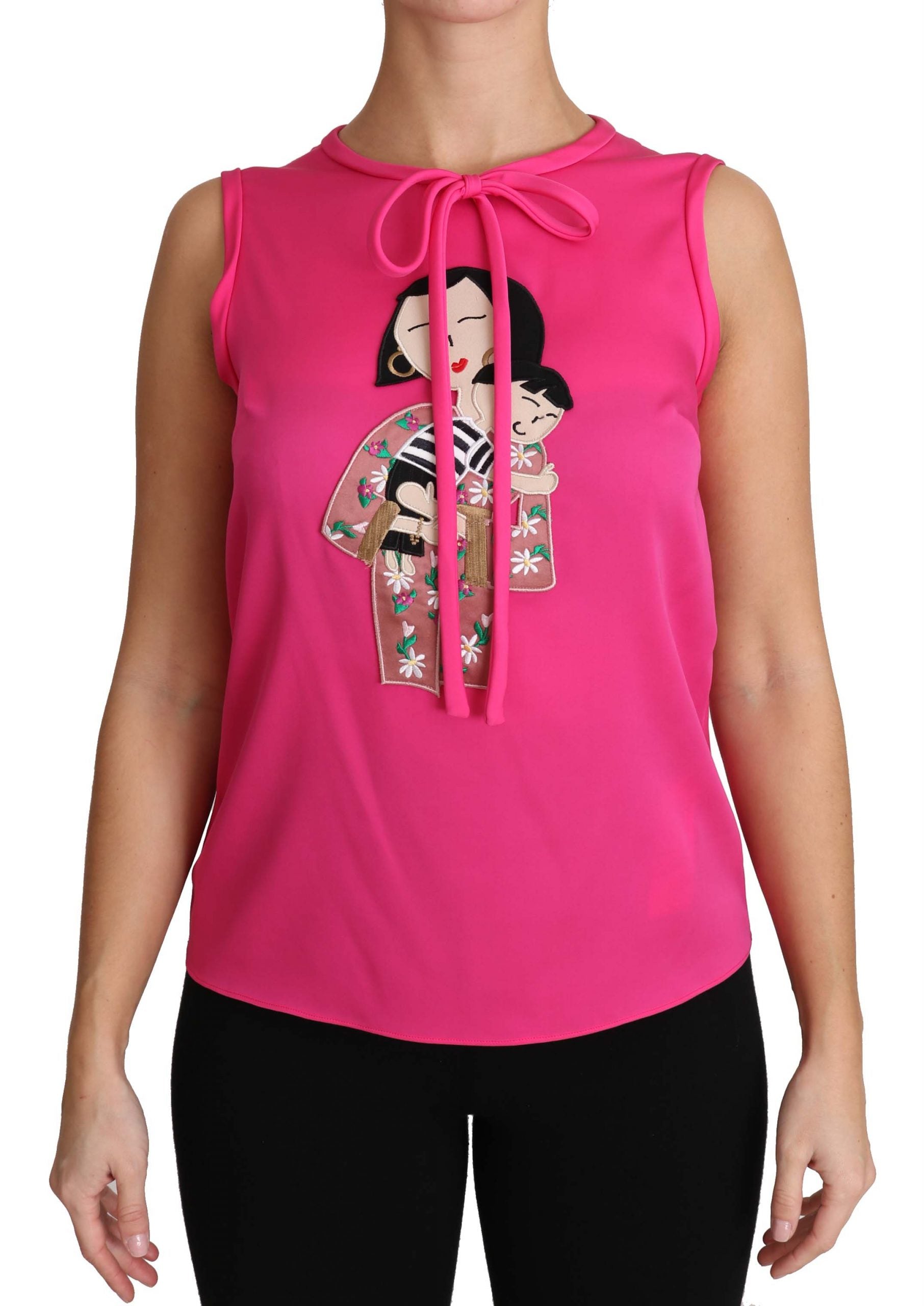 Dolce & Gabbana Pink Family Silk Tank Mama Blouse Top Women's Shirt (Pre-Owned)