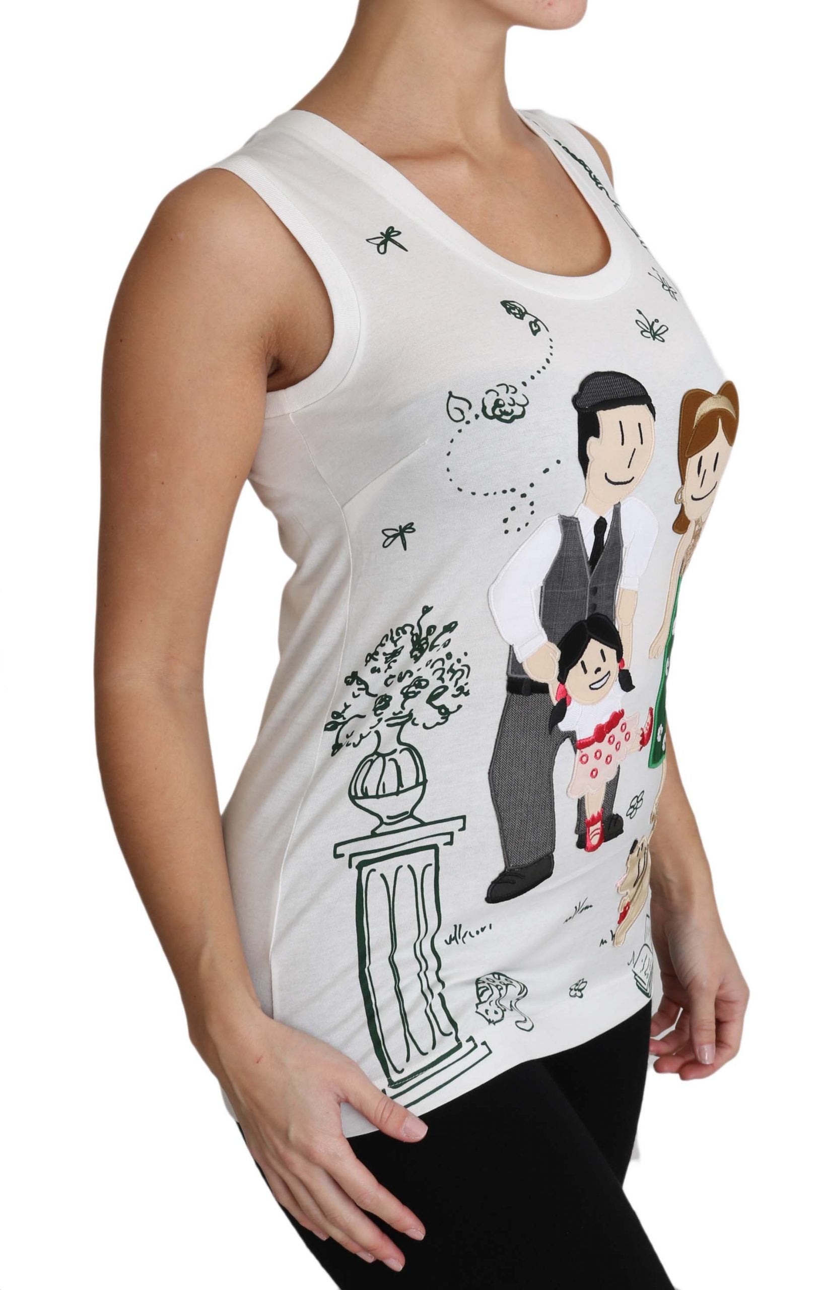 Dolce & Gabbana White Cotton #dgfamily Sleeveless Shirt Tank Women's Top