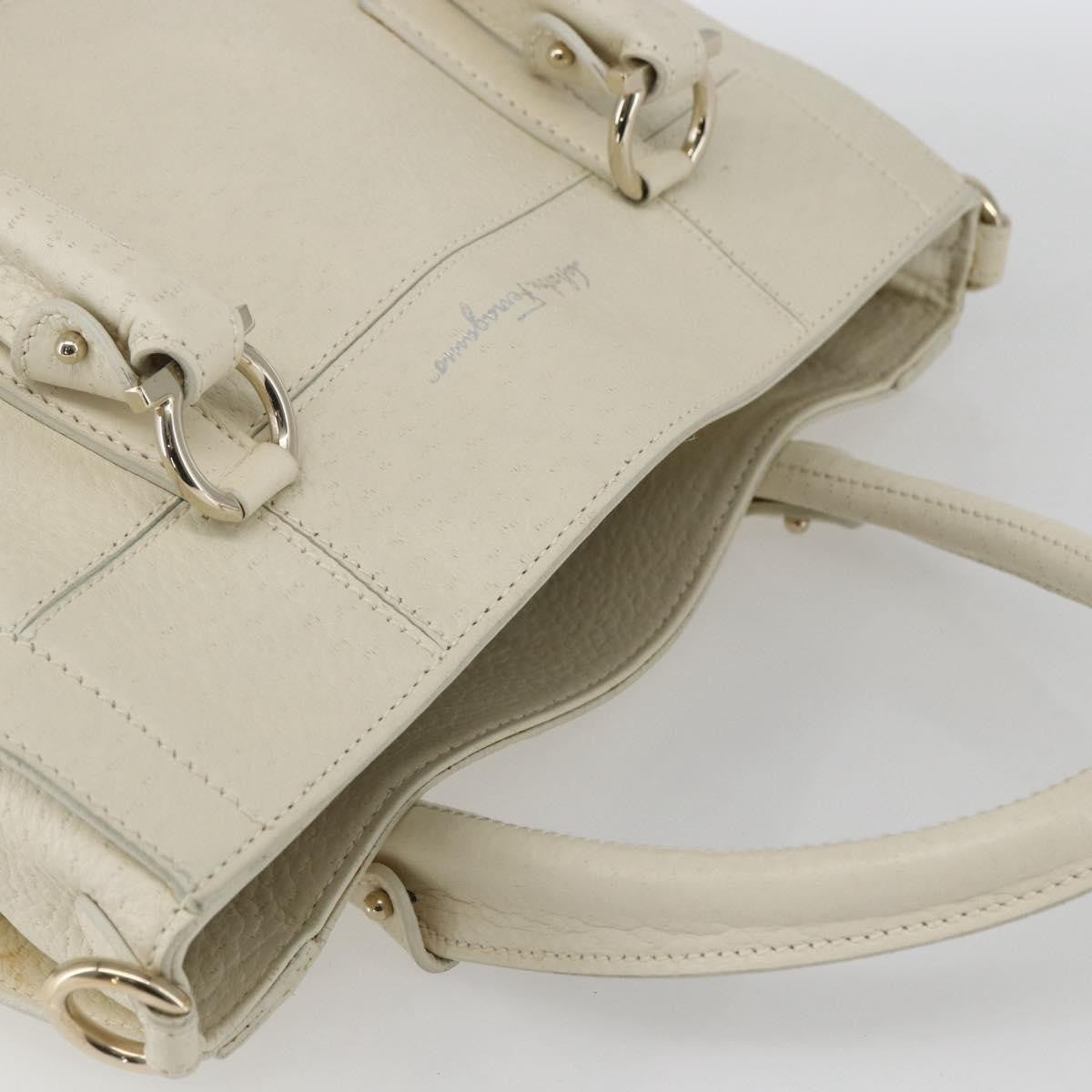 Salvatore Ferragamo Gancini Leather White Leather Handbag (Pre-Owned)