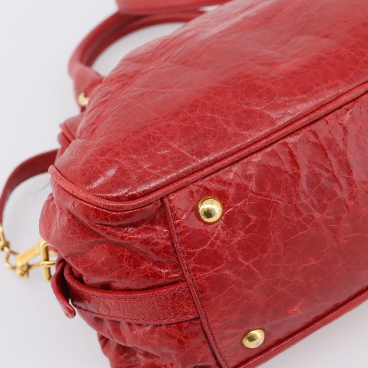 Miu Miu Coffer Convertible Satchel Matelasse Leather Red Leather Handbag (Pre-Owned)