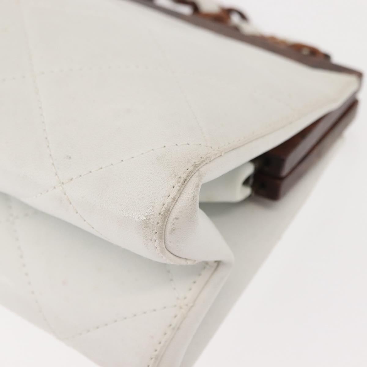 Chanel Resin Chain Clutch Bag Quilted Leather & Tortoise-Shell Motif Resin White Leather Clutche & Pouche Bag (Pre-Owned)
