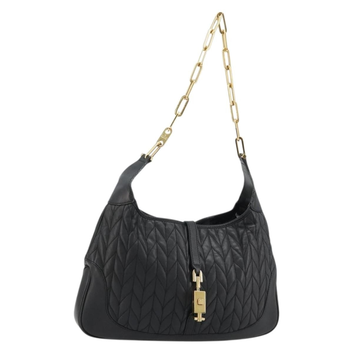 Gucci Vintage Jackie Shoulder Canvas And Leather Black Leather Handbag (Pre-Owned)