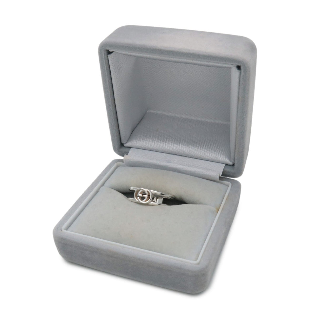 Gucci Interlocking G Flower Band Sterling Silver Silver Silver Ring Jewelry (Pre-Owned)