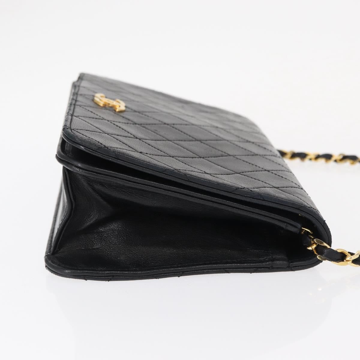 Chanel Vintage Full Flap Quilted Lambskin Black Leather Shoulder Bag Bag (Pre-Owned)