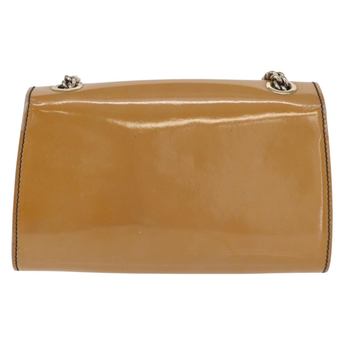 Gucci Emily Chain Flap Patent Beige Patent_Leather Shoulder Bag Bag (Pre-Owned)