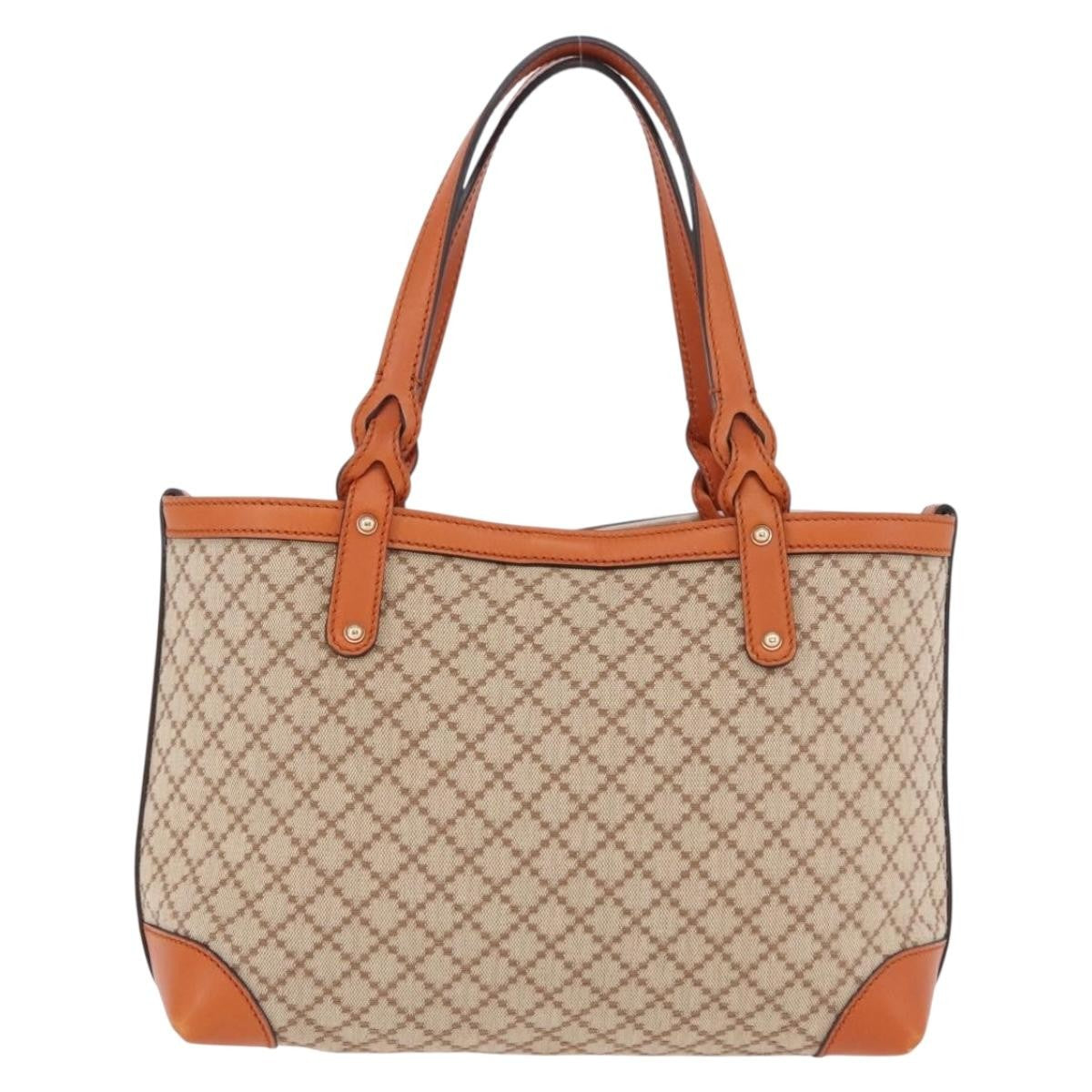 Gucci Craft Gg Canvas With Leather Beige Canvas Tote Bag Bag (Pre-Owned)