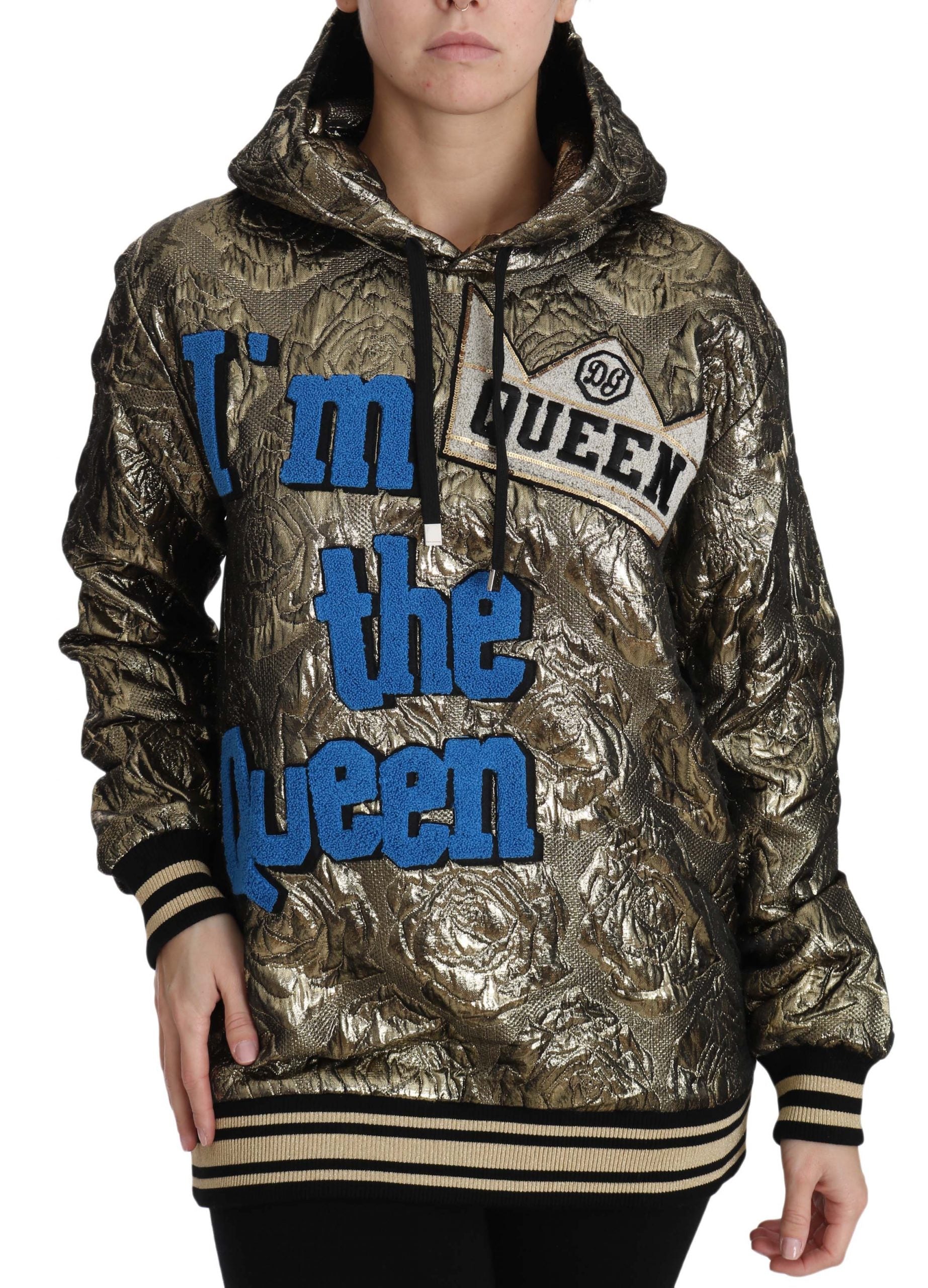 Dolce & Gabbana Im The Queen Jaquard Gold Sweatshirt Women's Hoodie