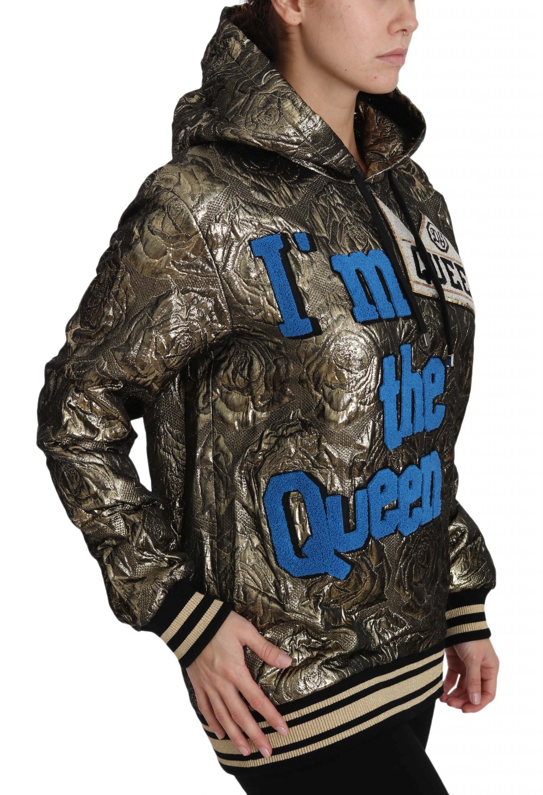 Dolce & Gabbana Im The Queen Jaquard Gold Sweatshirt Women's Hoodie