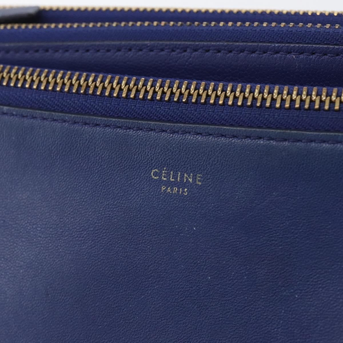 Celine Trio Leather Blue Leather Shoulder Bag Bag (Pre-Owned)