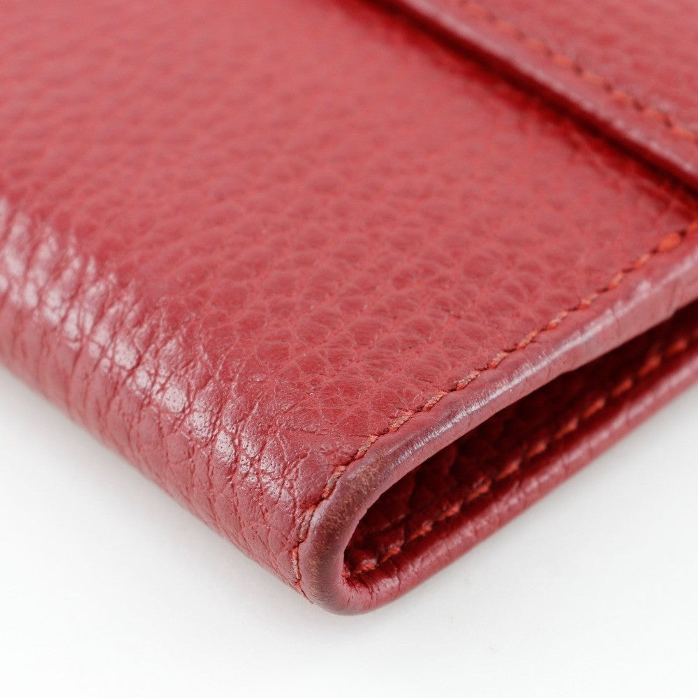 Gucci Gg Marmont Bifold Leather Red Leather Wallets Accessory (Pre-Owned)