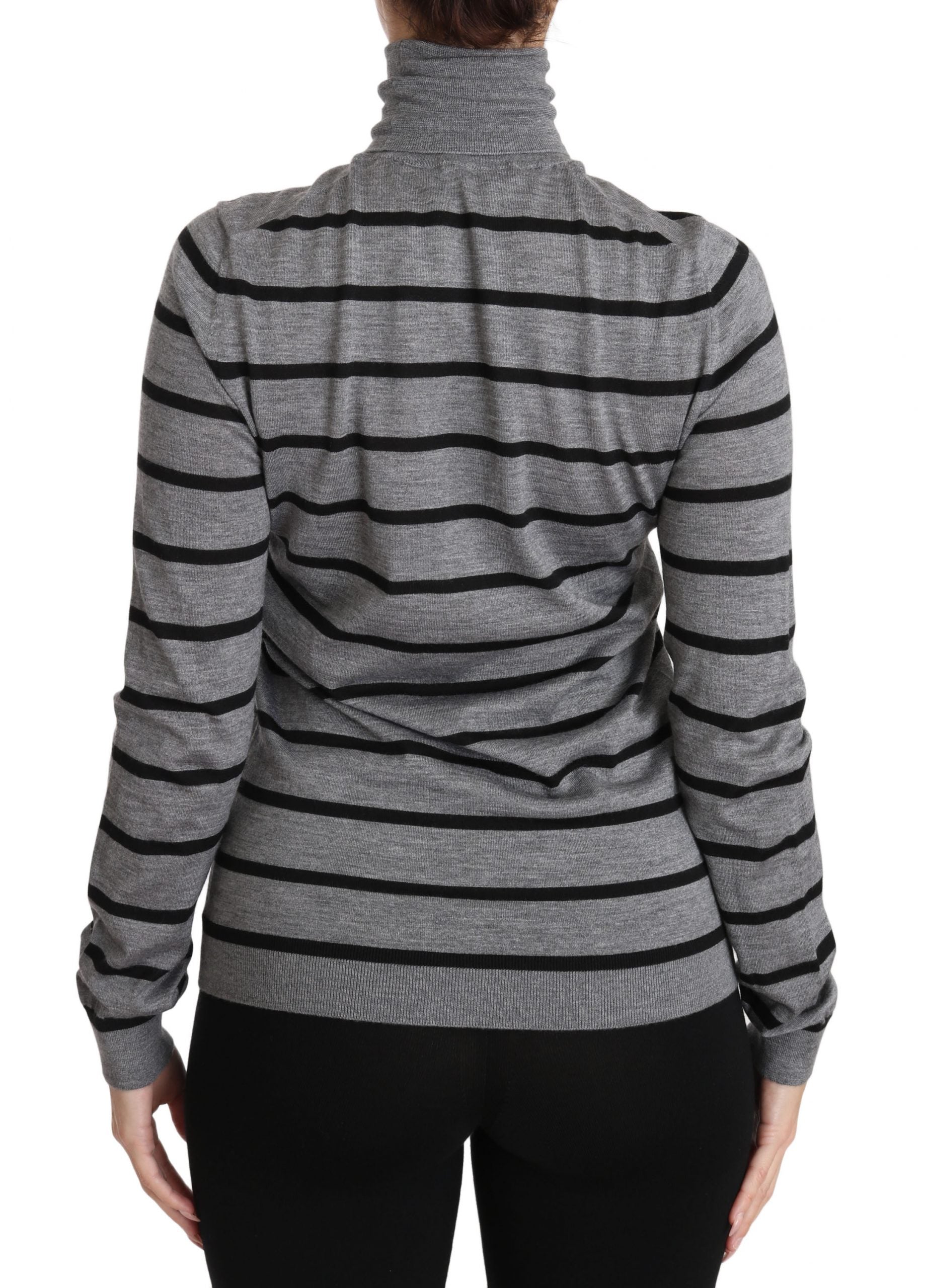 Dolce & Gabbana Gray Cashmere Silk Turtleneck Women's Sweater