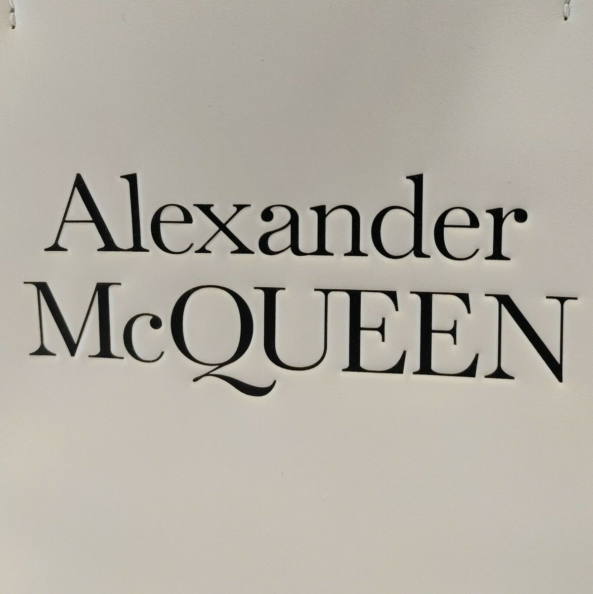 Alexander McQueen Ivory Leather Signature Logo Shopper Tote