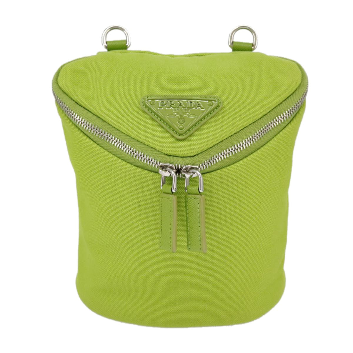 Prada Zipped Triangle Canvas Green Canvas Crossbody Bag Bag (Pre-Owned)