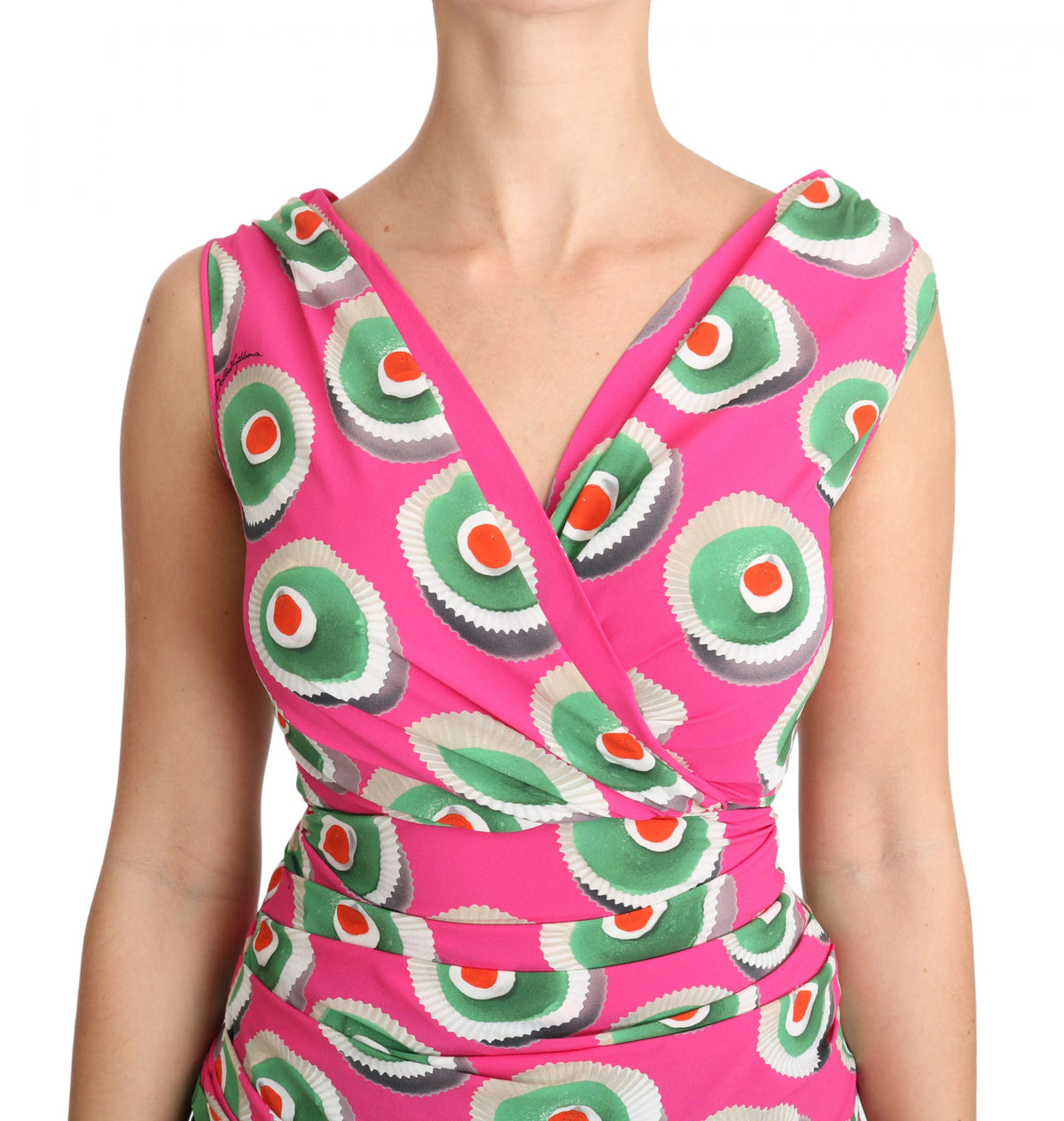 Dolce & Gabbana Pink Silk Stretch Sicilian Cake Women's Top