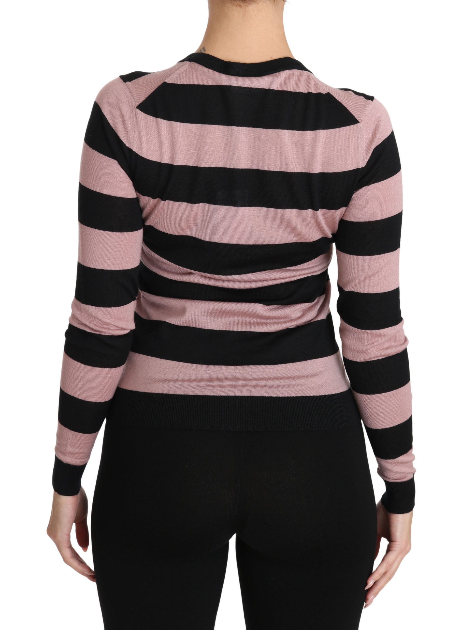 Dolce & Gabbana Pink Floral Cashmere Cardigan Women's Sweater