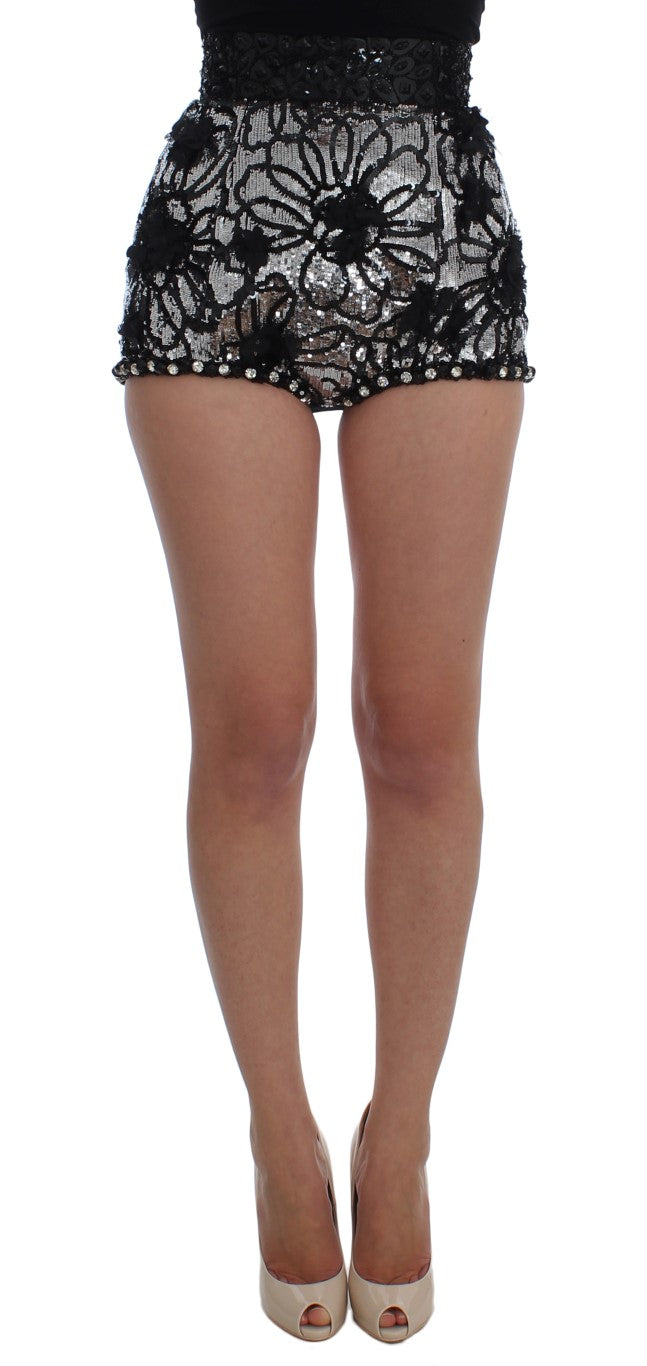Dolce & Gabbana Black Crystal Sequined Mini Women's Shorts