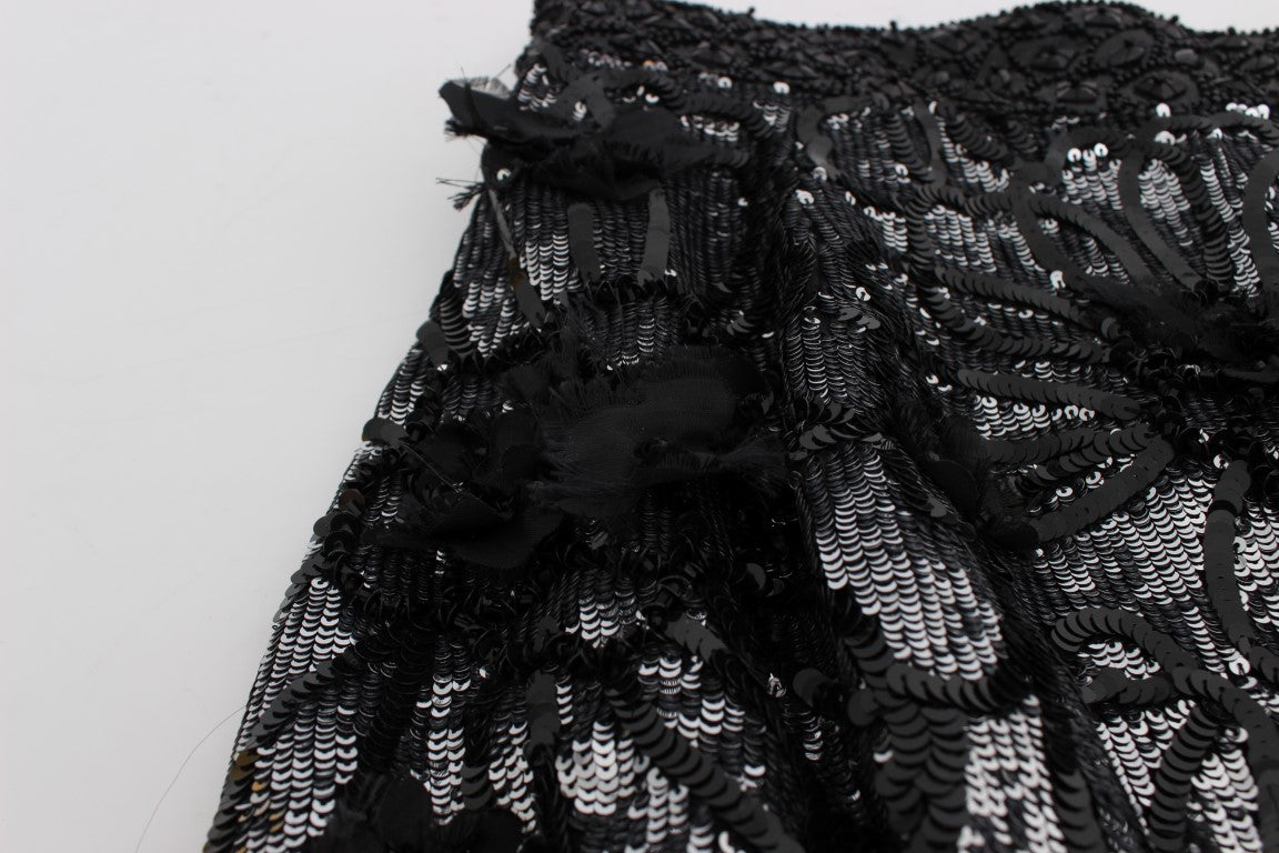 Dolce & Gabbana Black Crystal Sequined Mini Women's Shorts