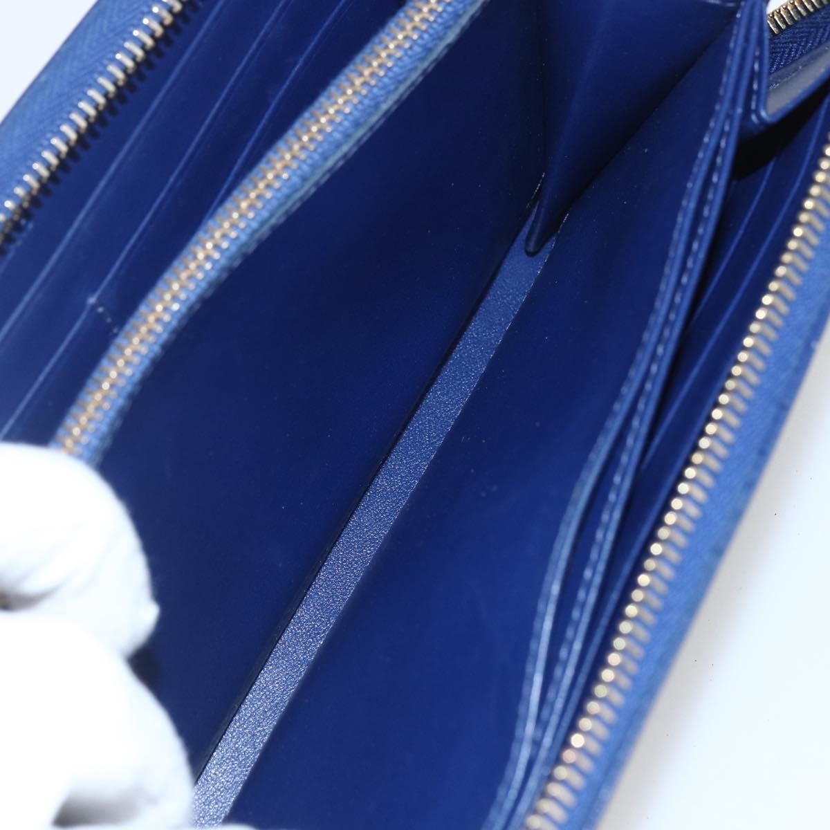 Prada Zip Around Organizer Saffiano Leather With Applique Blue Leather Wallets Accessory (Pre-Owned)