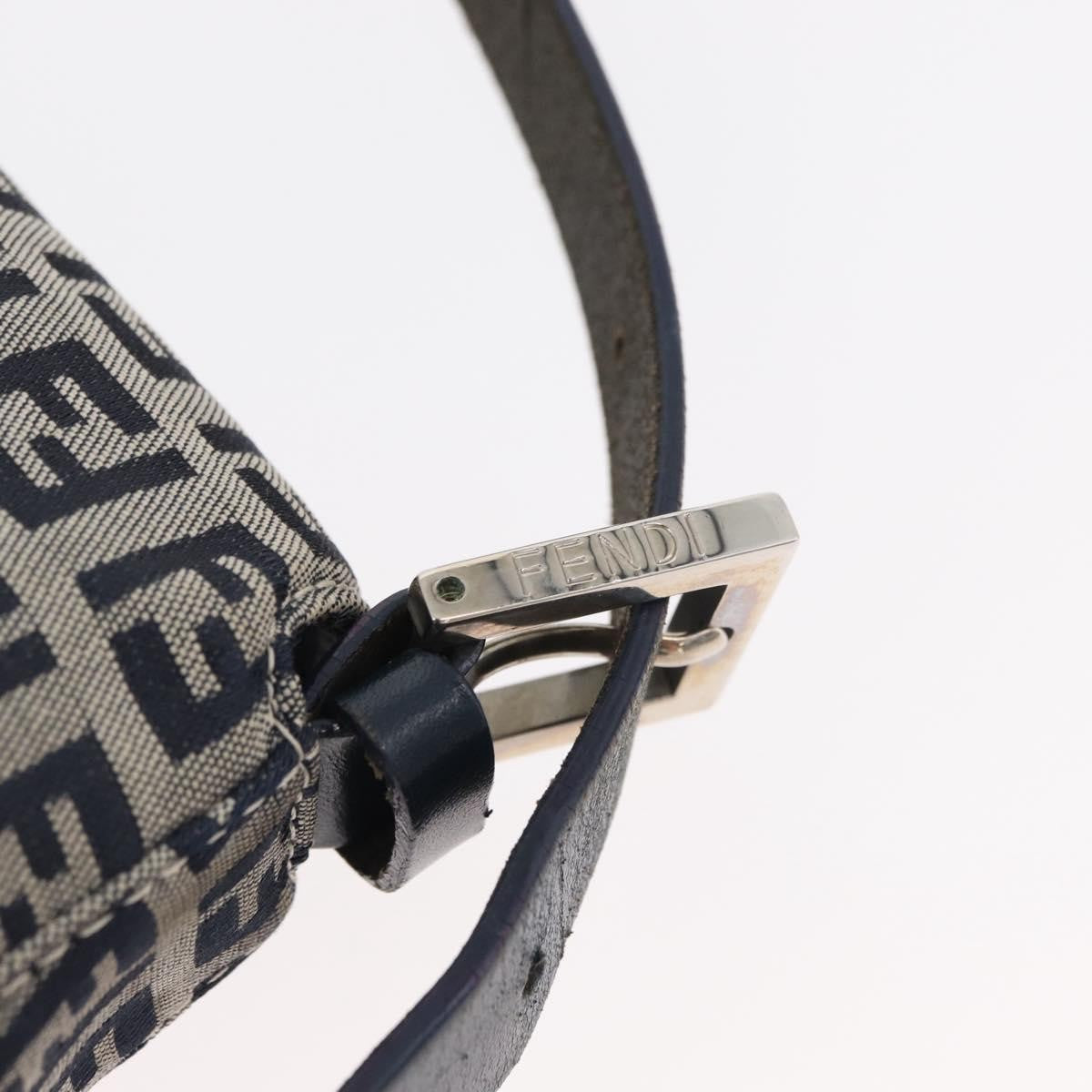 Fendi Baguette Zucchino Canvas Navy Canvas Handbag (Pre-Owned)