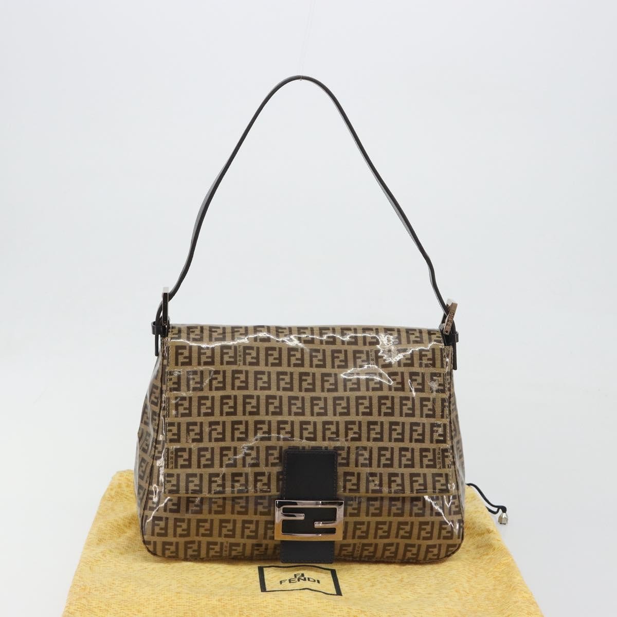 Fendi Mamma Baguette Zucchino Canvas Brown Canvas Shoulder Bag Bag (Pre-Owned)