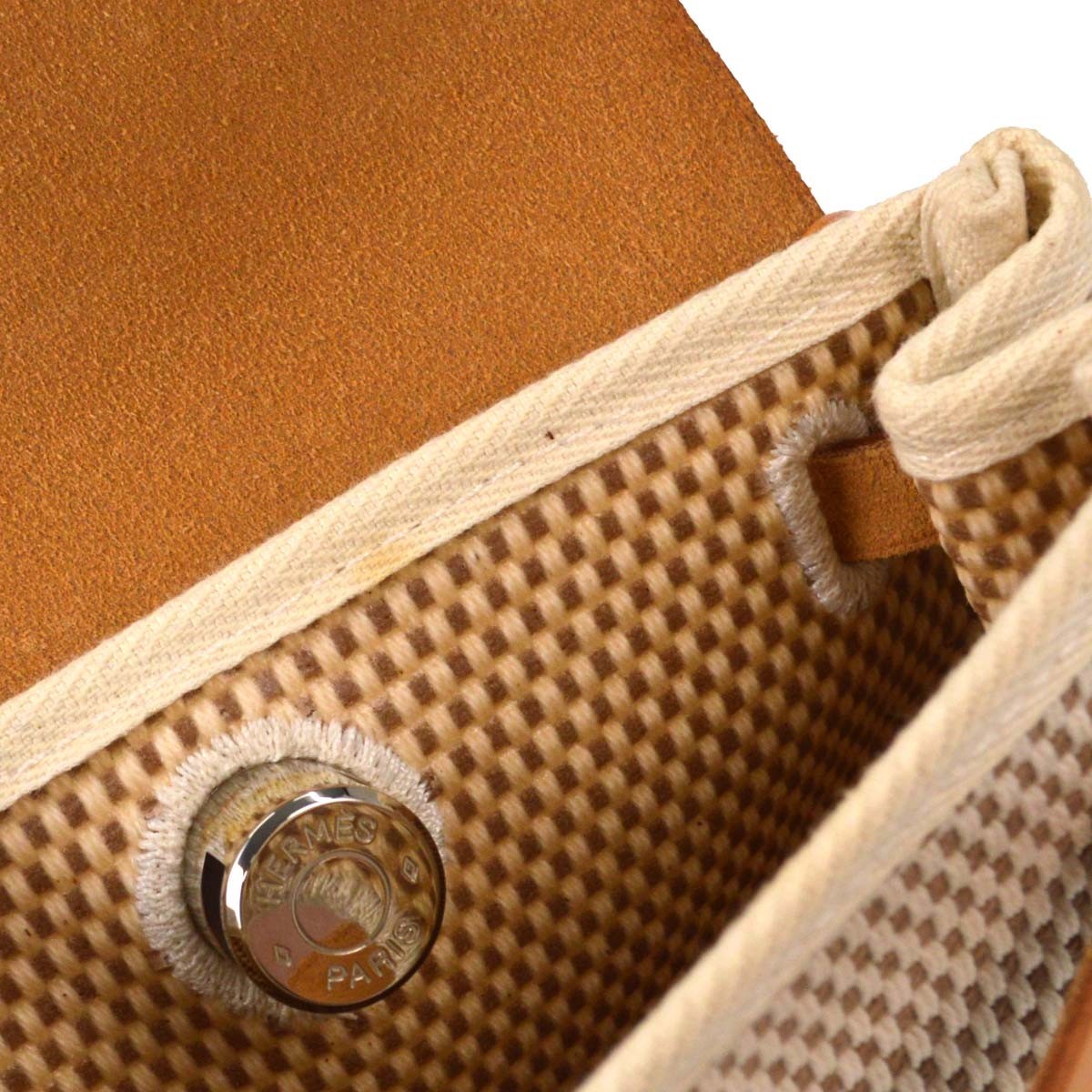 Hermes Herbag Toile And Leather Beige Canvas Handbag (Pre-Owned)