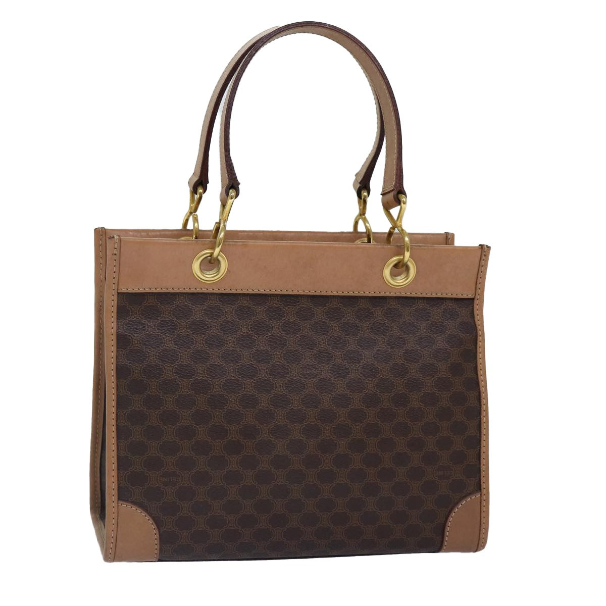 Celine Vintage Macadam Canvas And Leather Brown Canvas Handbag (Pre-Owned)
