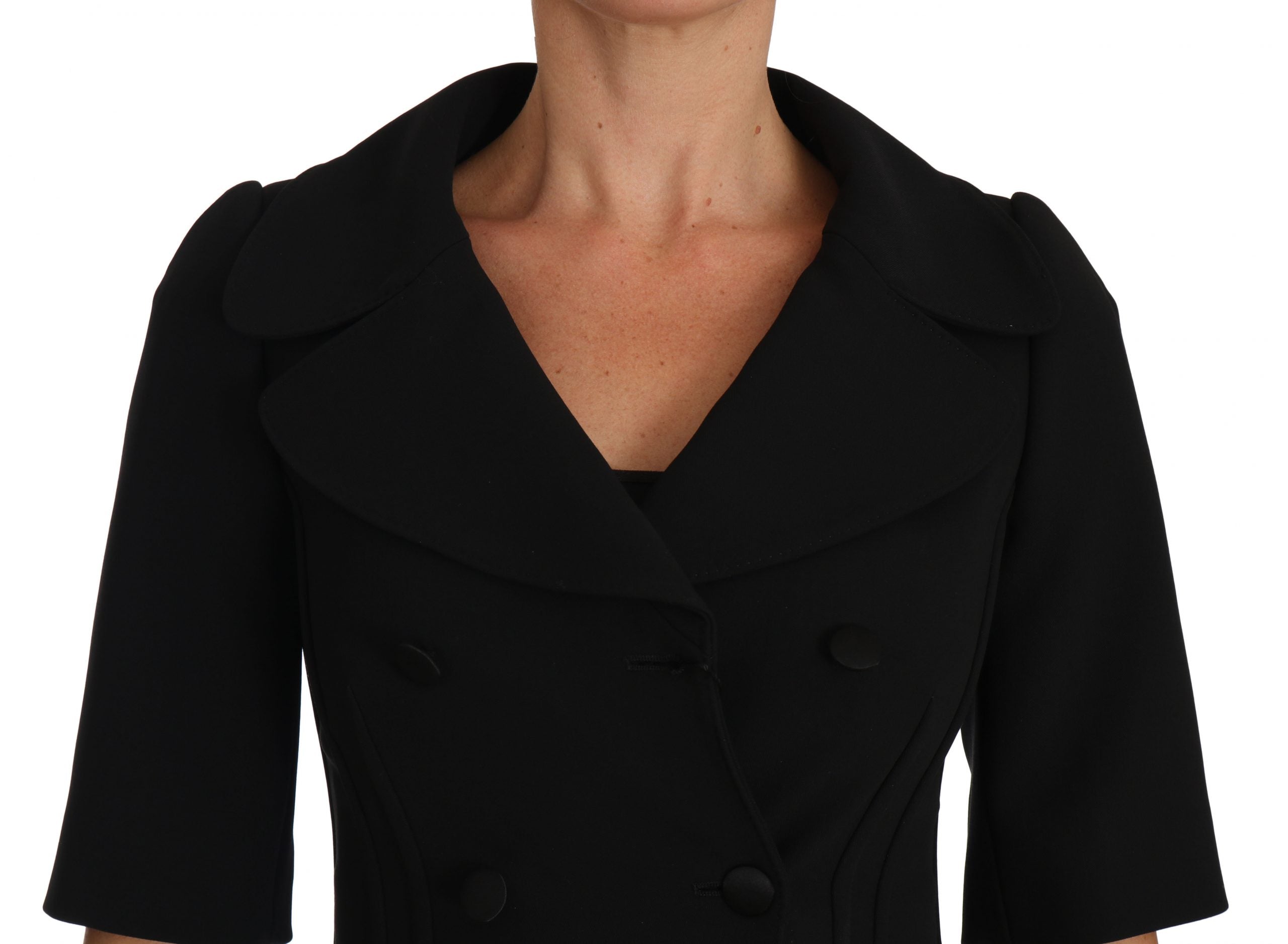 Dolce & Gabbana Black Short Fitted Wool Cropped Jacket Women's Blazer