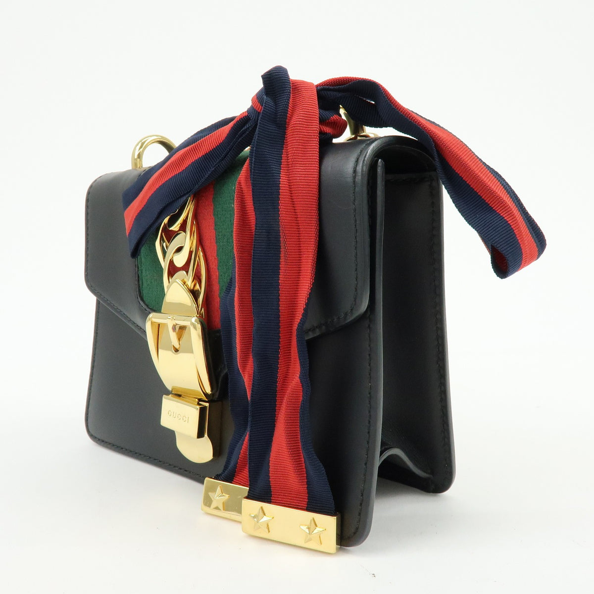 Gucci Sylvie Leather Black Leather Shoulder Bag Bag (Pre-Owned)