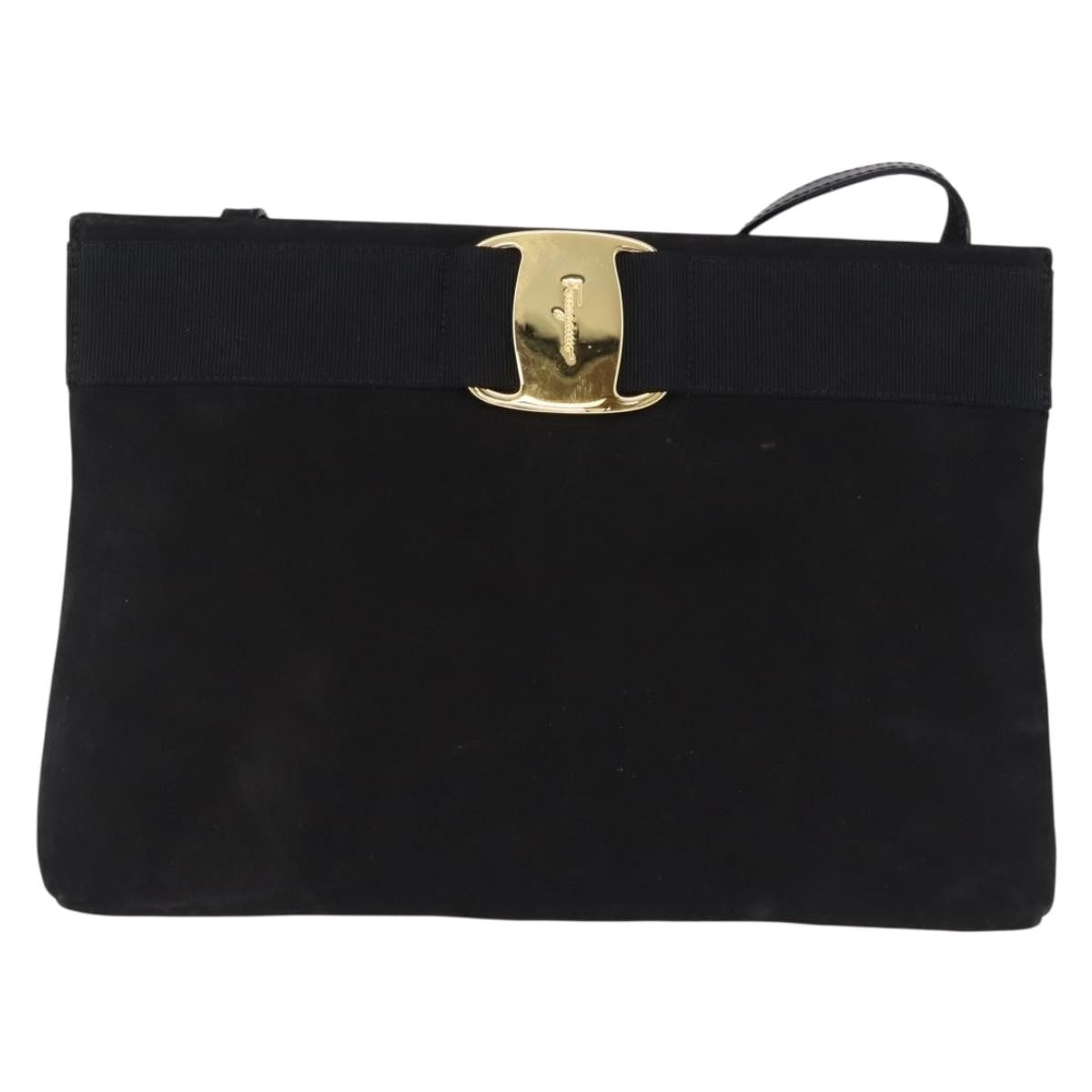 Salvatore Ferragamo Vala Suede Black Suede Shoulder Bag Bag (Pre-Owned)