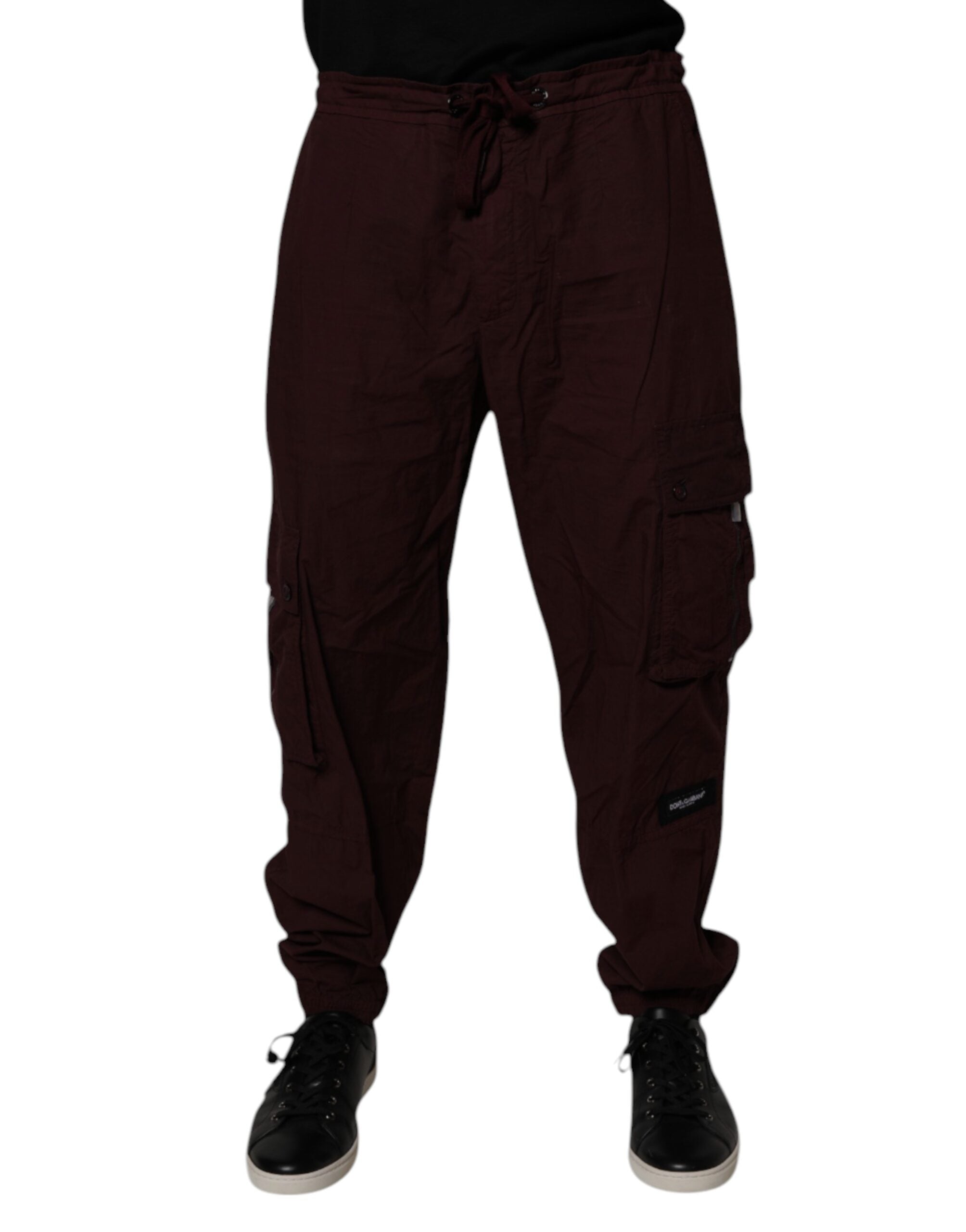 Dolce & Gabbana Maroon Cotton Cargo Jogger SweatMen's Men's Pants (Pre-Owned)