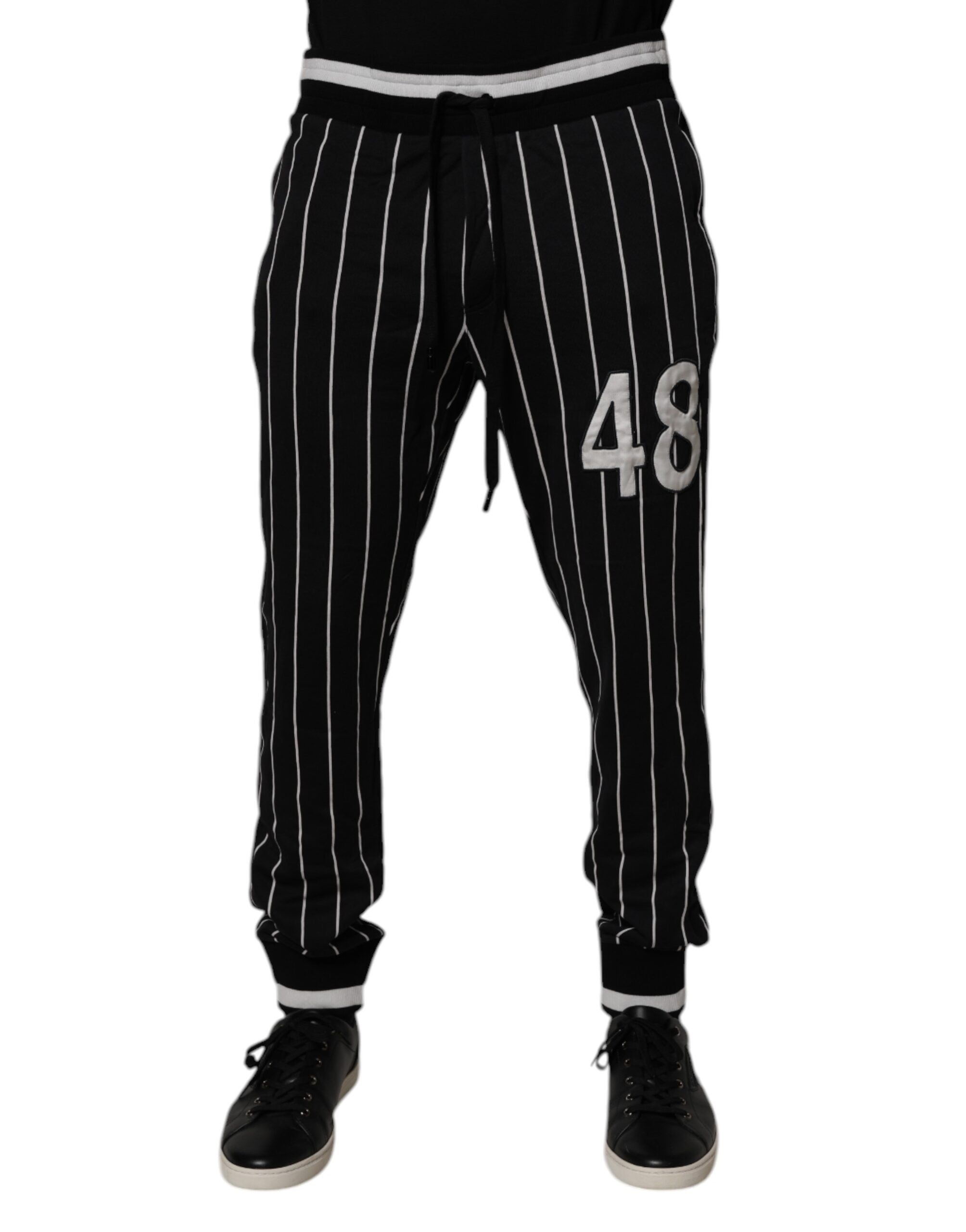Dolce & Gabbana Black White Stripes Jogger SweatMen's Men's Pants